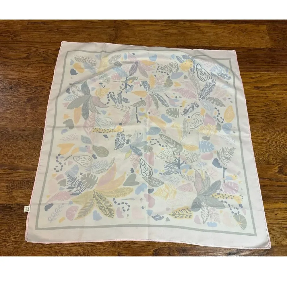 Women's Botanical Print Silky Square Scarf 21x22 Floral Head Neck Hair Wrap